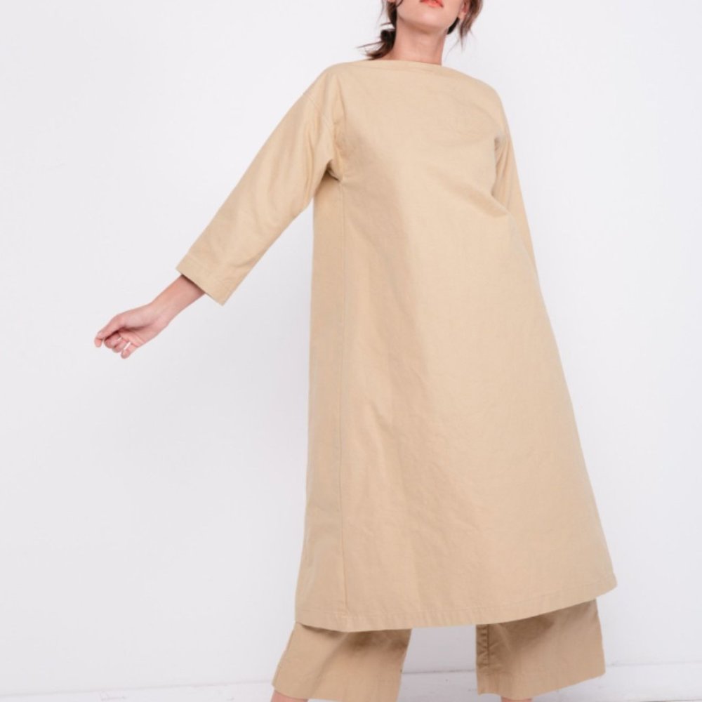 ES Eva Dress in Khaki Cotton Canvas